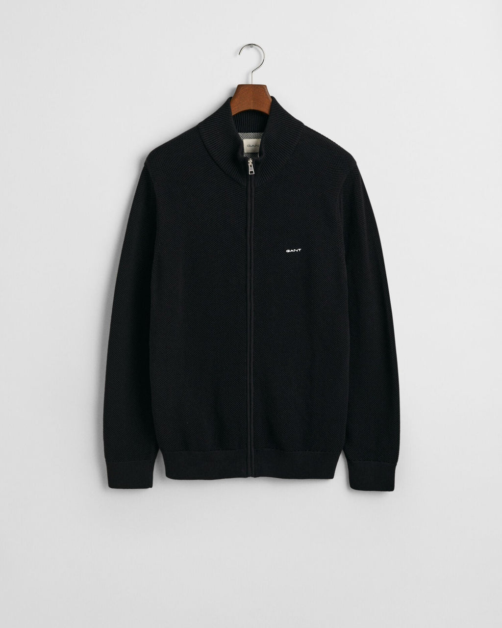 Cotton Pique Zip Cardigan