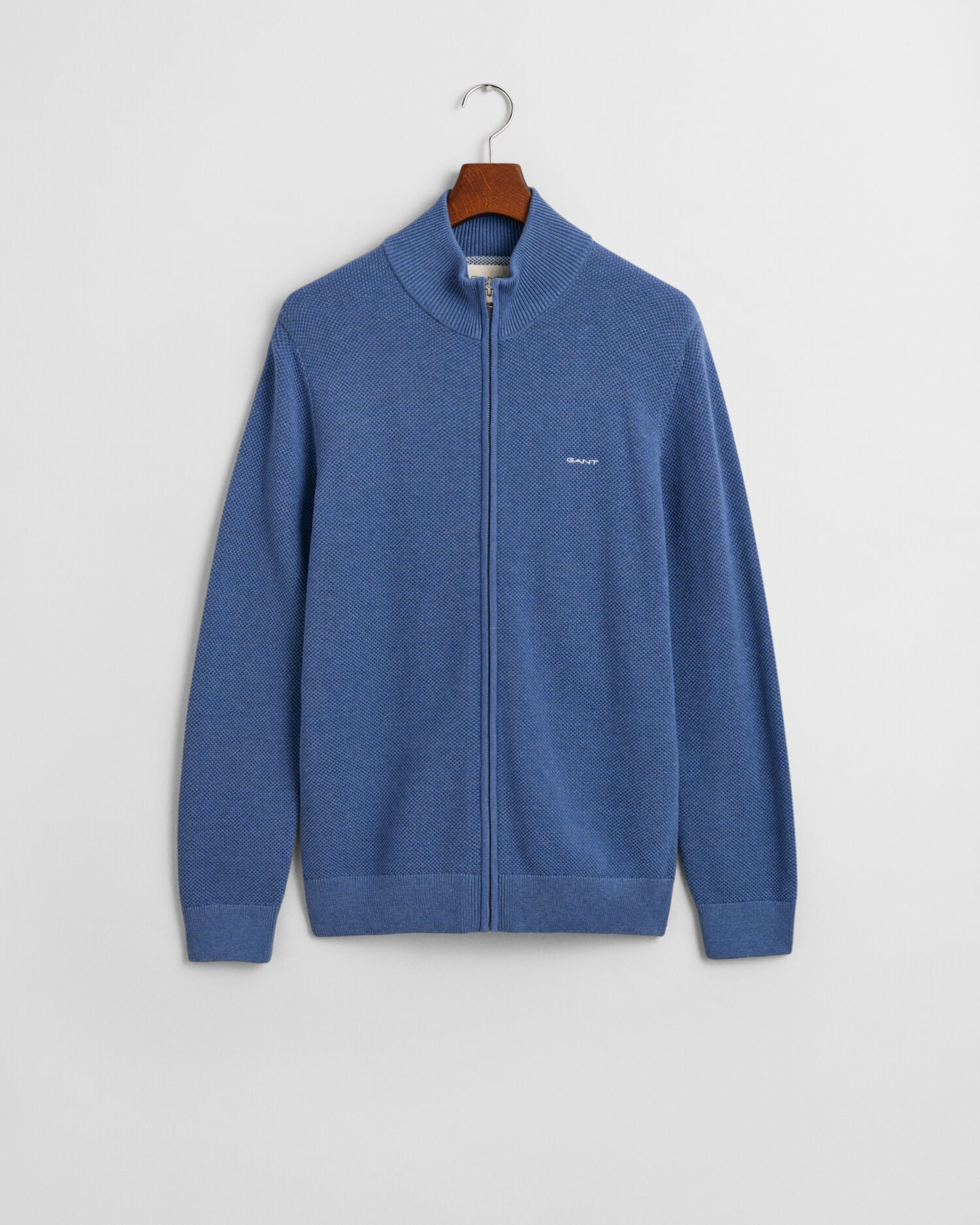 Cotton Pique Zip Cardigan