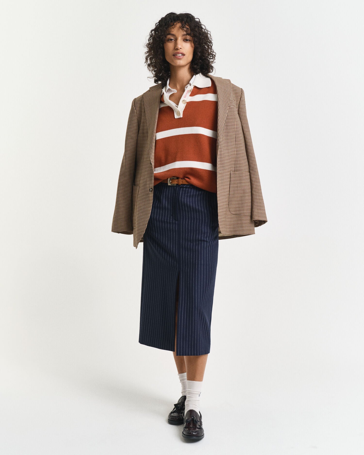 Pinstriped Midi Skirt