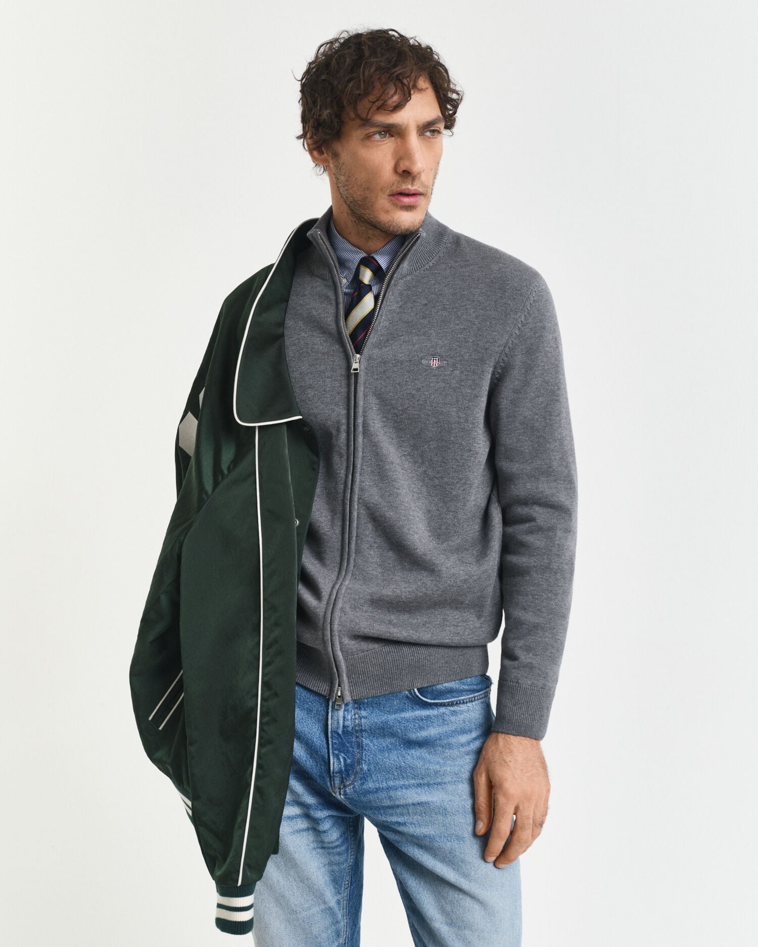 Casual Cotton Zip Cardigan