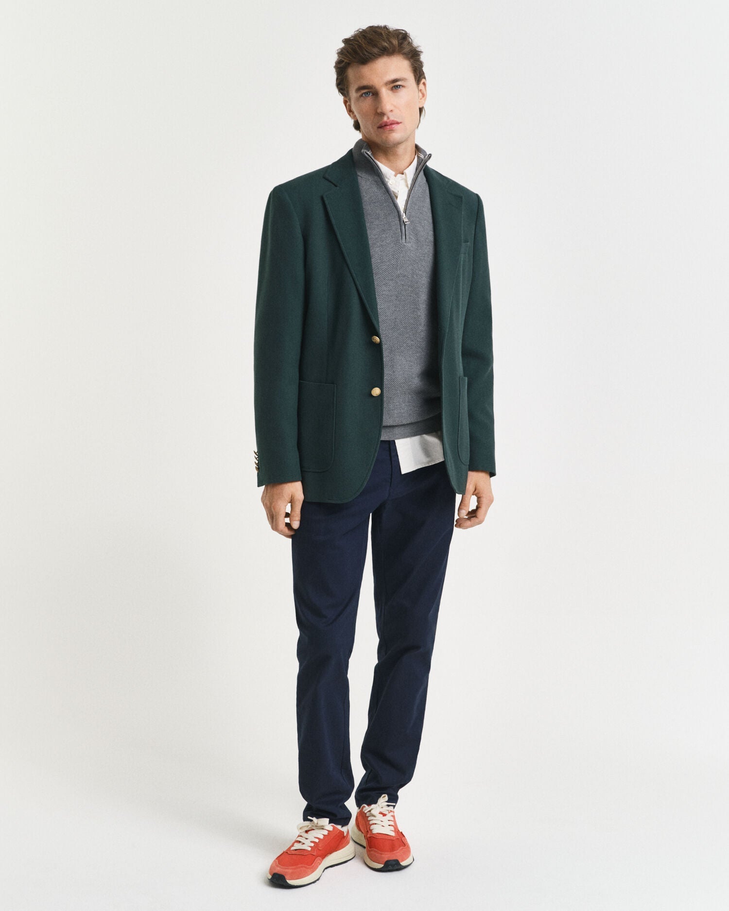Cotton Pique Half-Zip Sweater