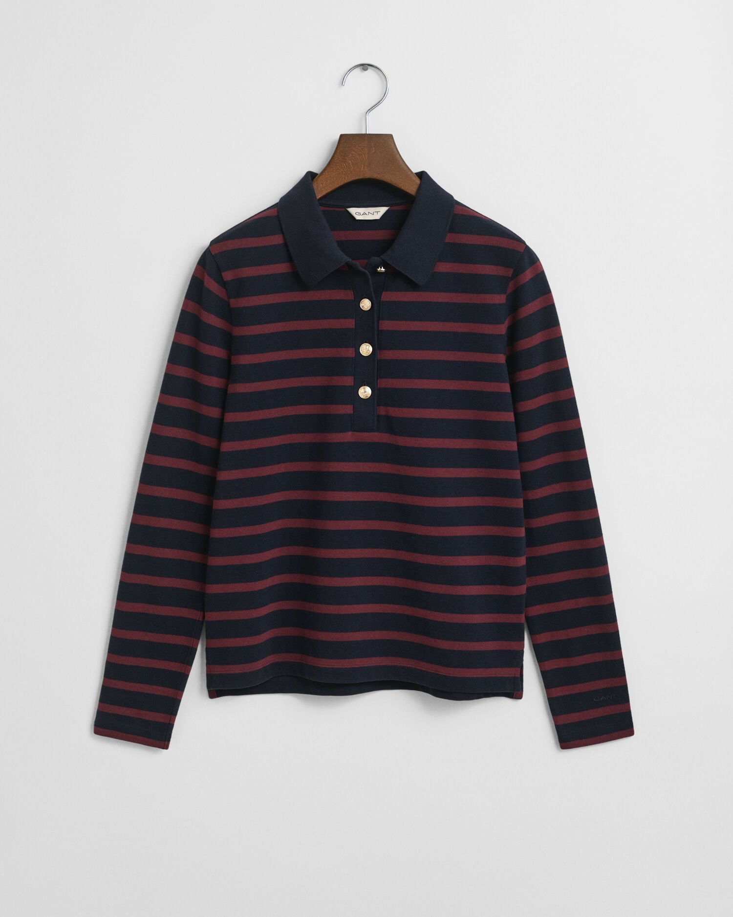Breton Striped Long Sleeve Pique Polo Shirt