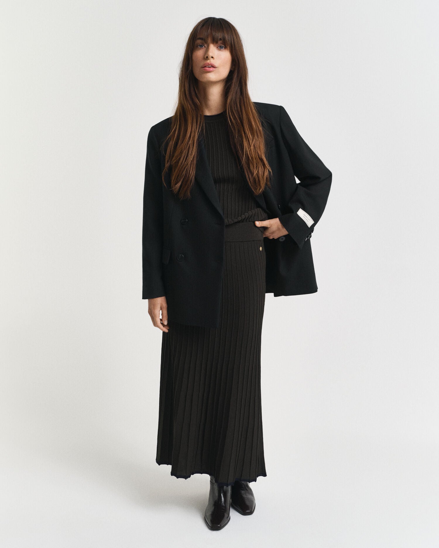 Contrast Ribbed Knit Skirt