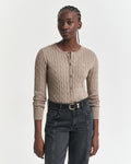 Stretch Cotton Cable Knit Cardigan