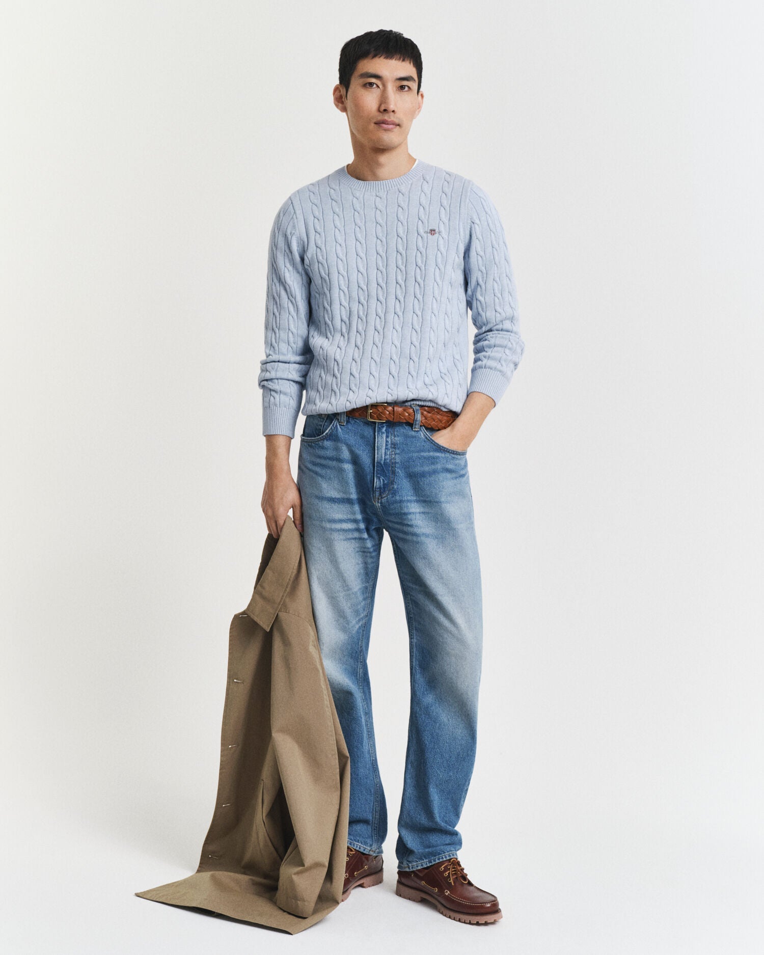 Cotton Cable Knit Crew Neck Sweater