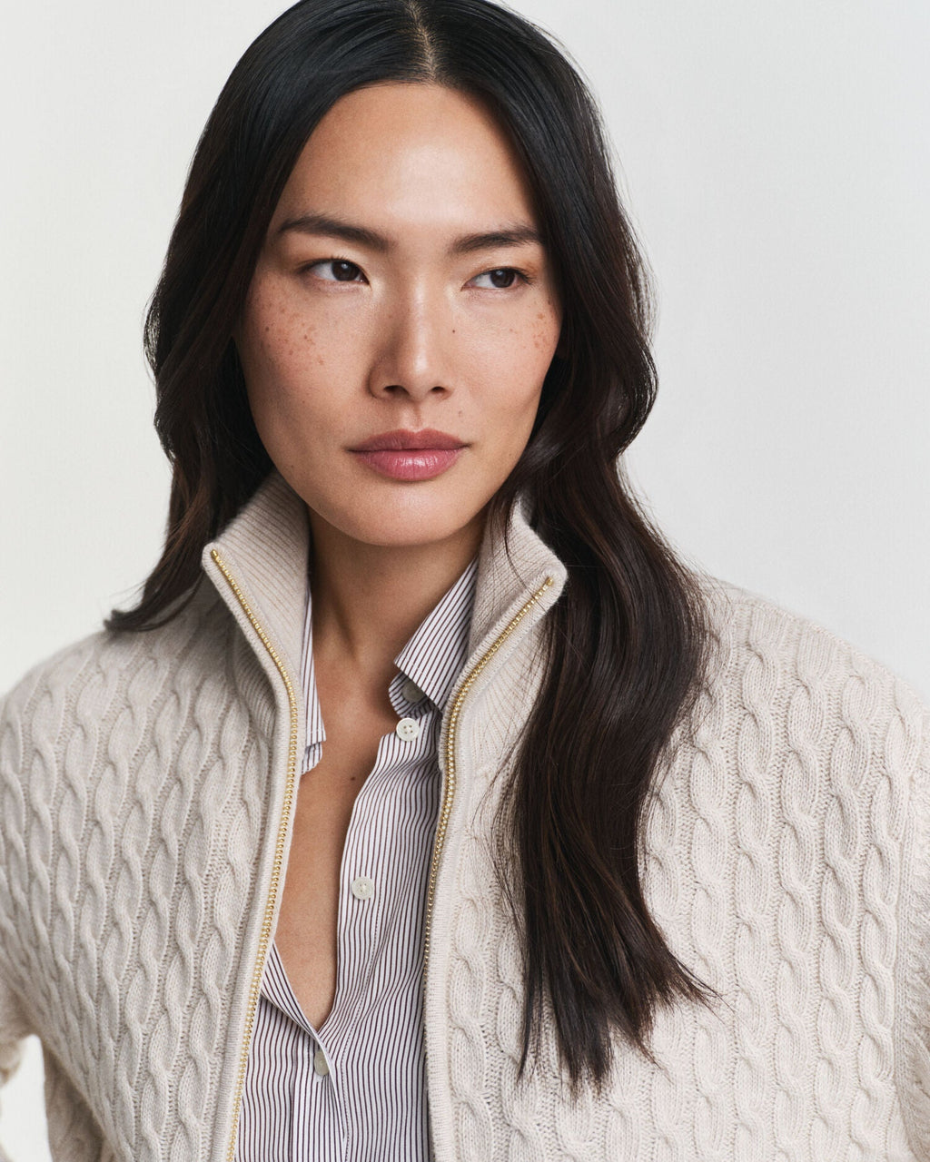 Cable Knit Zip Cardigan